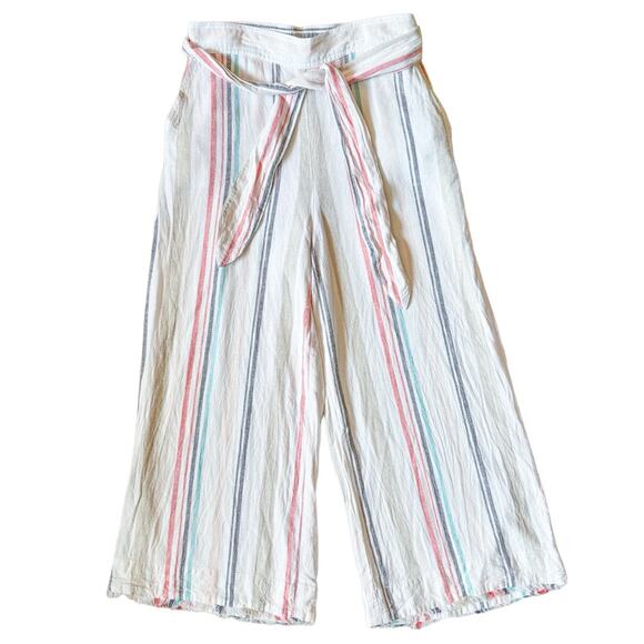 Cloth & Stone Linen Stripe Pants Wide Leg Crop Europecore Minimalist Travel - Picture 1 of 8